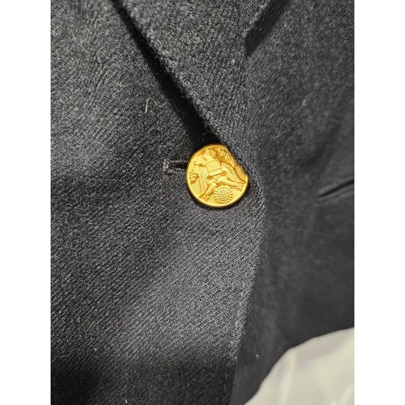 Vintage Giorgio Sant’Angelo Black Wool Blazer Gold Crest Buttons Women’s 22 - Picture 3 of 8